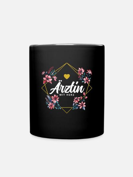 Ärztin mit Herz - Tasse einfarbig - Schwarz