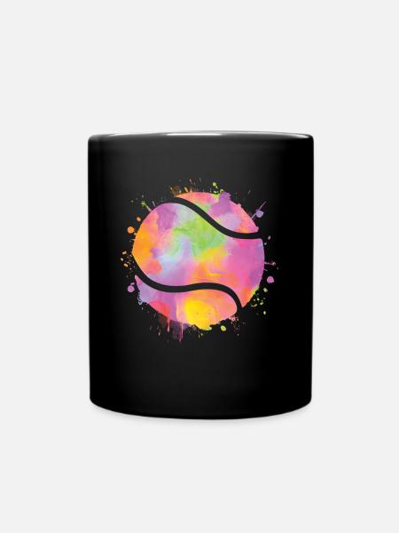 Tennis Player Ball Kids Ladies Girls Tennis - Full Colour Mug - black