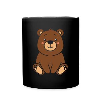 Grizzly bear cub - Full Colour Mug - black - Front