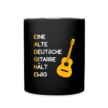 Gitarre Merkspruch Merksatz Gitarrist Musiklehrer - Tasse einfarbig - Schwarz - Vorne