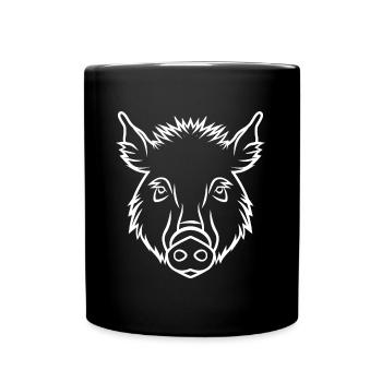 Wildschwein - Tasse einfarbig - Schwarz - Vorne