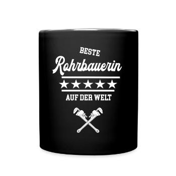 Rohrbauerin beste Rohrbauer Meisterin Rohrbau - Tasse einfarbig - Schwarz - Vorne