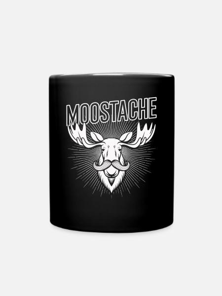 Moustache Bart Bärtig Elch - Tasse einfarbig - Schwarz