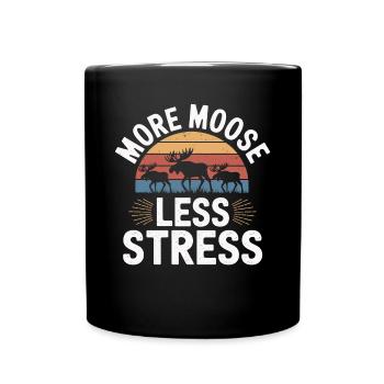 More Moose Less Stress Elch - Full Colour Mug - black - Front