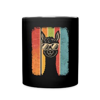Cooles Alpaka mit Sonnenbrille - Tasse einfarbig - Schwarz - Vorne