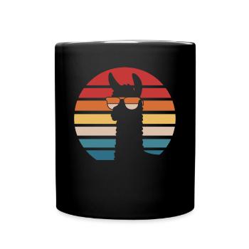 Cooles Alpaka mit Sonnenbrille - Tasse einfarbig - Schwarz - Vorne