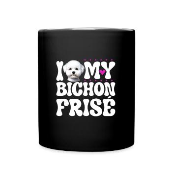 Ich liebe meinen Bichon Frisé - Tasse einfarbig - Schwarz - Vorne