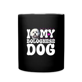 Ich liebe meinen Bologneser - Tasse einfarbig - Schwarz - Vorne