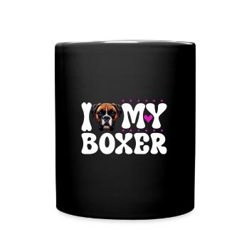 J'adore mon boxeur - Mug uni - noir - Devant