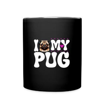 Ich liebe meinen Mops - Tasse einfarbig - Schwarz - Vorne