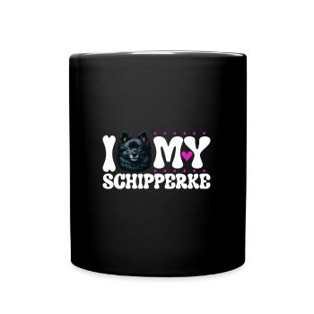 Ich liebe meinen Schipperke - Tasse einfarbig - Schwarz - Vorne