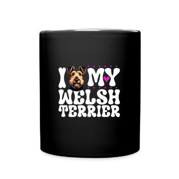 I love my Welsh Terrier - Full Colour Mug - black - Front