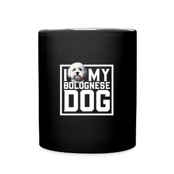 Ich liebe meinen Bologneser - Tasse einfarbig - Schwarz - Vorne
