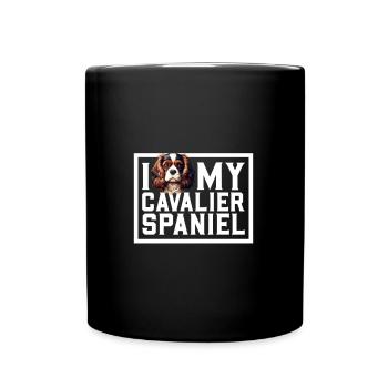 Ich liebe meinen Cavalier King Charles Spaniel - Tasse einfarbig - Schwarz - Vorne