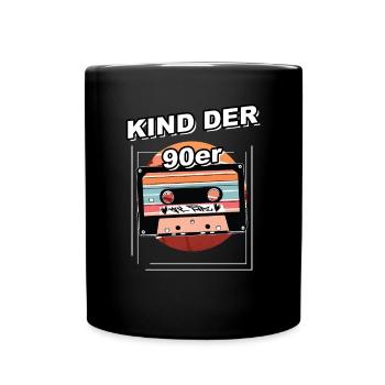 Kind der 90er Jahre Kassette Retro Geburtstag - Tasse einfarbig - Schwarz - Vorne