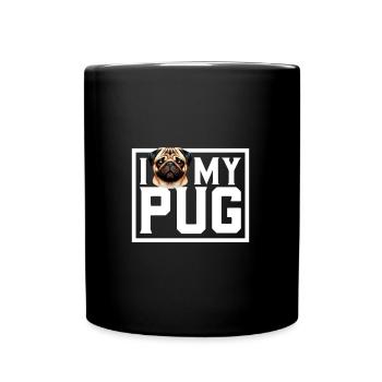 Ich liebe meinen Mops - Tasse einfarbig - Schwarz - Vorne