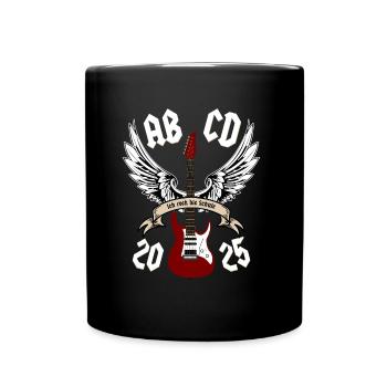 Schulanfang Ich rock die Schule 2025 ABCD Klasse - Tasse einfarbig - Schwarz - Vorne