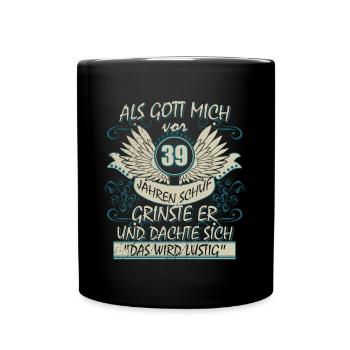 39. Geburtstag Jahrgang 1986 Lustig - Tasse einfarbig - Schwarz - Vorne