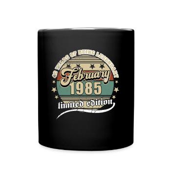40. Geburtstag Februar 1985 Jahrgang 40 Jahre - Tasse einfarbig - Schwarz - Vorne