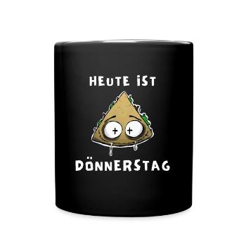 Lustiges Döner Kebab Shirt. Heute ist Dönnerstag - Tasse einfarbig - Schwarz - Vorne