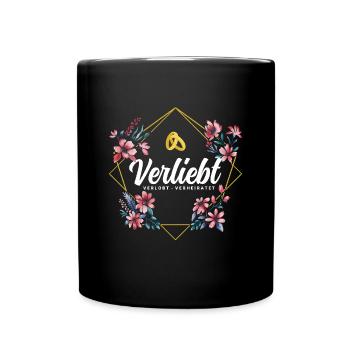 Verliebt Verlobt Verheiratet - Tasse einfarbig - Schwarz - Vorne