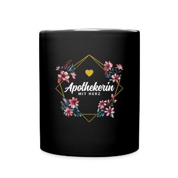 Apothekerin mit Herz - Tasse einfarbig - Schwarz - Vorne