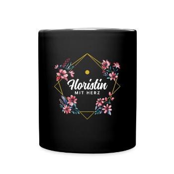 Floristin mit Herz - Tasse einfarbig - Schwarz - Vorne