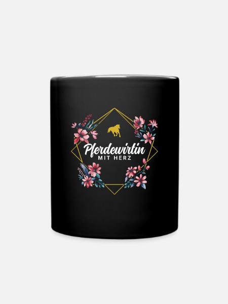 Pferdewirtin mit Herz - Tasse einfarbig - Schwarz