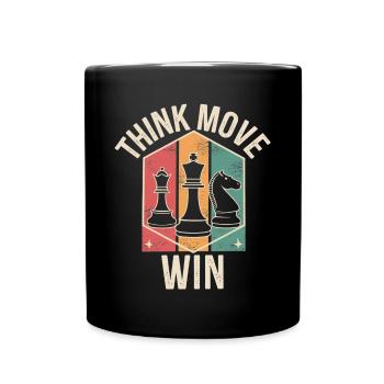 Think Move Win Chess Piece - Full Colour Mug - black - Front
