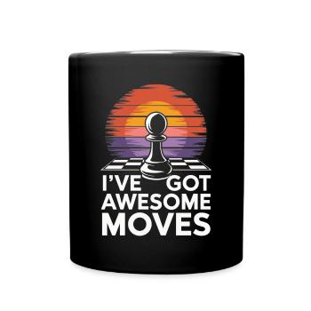 Lustiges Schach Schachspieler - Tasse einfarbig - Schwarz - Vorne