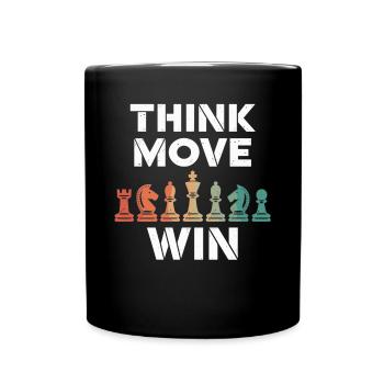 Think Move Win Chess Piece - Full Colour Mug - black - Front