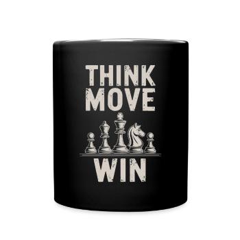 Think Move Win Chess Piece - Full Colour Mug - black - Front