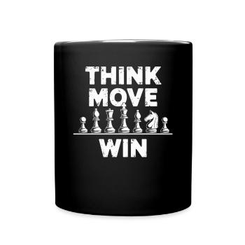 Think Move Win Chess Piece - Full Colour Mug - black - Front