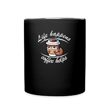 Lustiger Kaffee Spruch mit süßen Otter Arbeit - Tasse einfarbig - Schwarz - Vorne