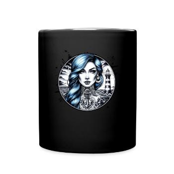 Hoffnung Tattoo Design mit Anker Retro Maritim - Tasse einfarbig - Schwarz - Vorne