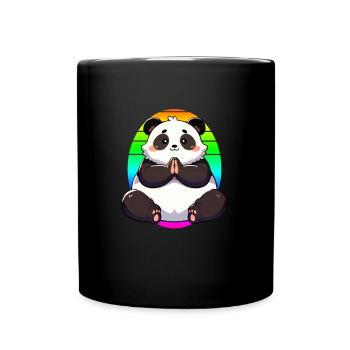 Panda Yoga Motiv süßer Panda - Tasse einfarbig - Schwarz - Vorne