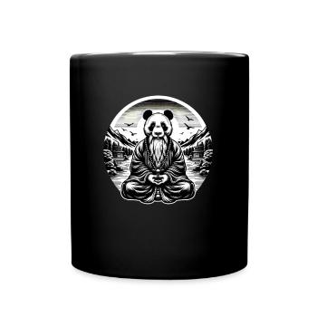Panda Buddha Meditation Zen cooles Motiv - Tasse einfarbig - Schwarz - Vorne