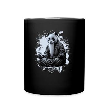 Panda Buddha Meditation Zen Cool Motif - Full Colour Mug - black - Front