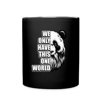 alter Panda mit Bart Panda Spruch Motive - Tasse einfarbig - Schwarz - Vorne