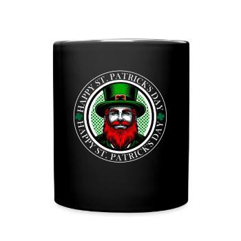 Happy St. Patrick's Day Design Leprechaun with Hat - Full Colour Mug - black - Front