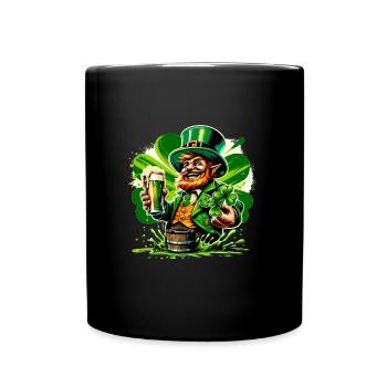 Happy St. Patrick's Day Design Leprechaun with Hat - Full Colour Mug - black - Front