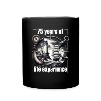 Anker Leuchtturm Kompass 75. Geburtstag Geschenkid - Tasse einfarbig - Schwarz - Vorne