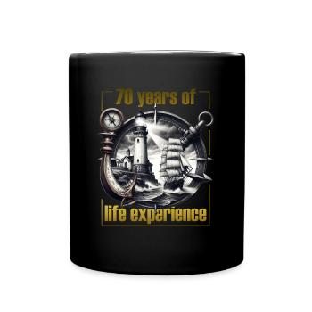 Anchor Lighthouse Compass 70th Birthday Gift - Full Colour Mug - black - Front