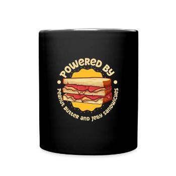 Alimenté par le beurre de cacahuète et le sandwich à la gelée - Mug uni - noir - Devant