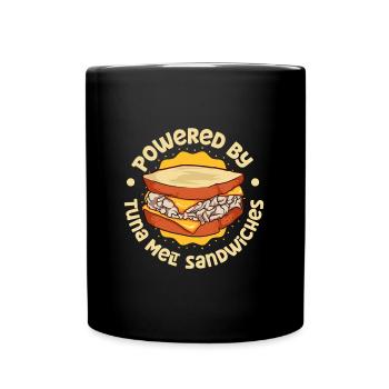 Powered by Tuna Melt Sandwich - Tasse einfarbig - Schwarz - Vorne