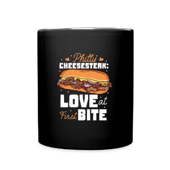 Liebe auf den ersten Bissen - Philly Cheesesteak - Tasse einfarbig - Schwarz - Vorne
