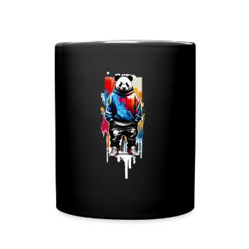 Panda Very Cool Hooded Panda Bear - Full Colour Mug - black - Front