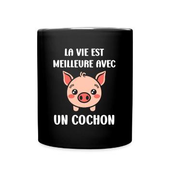 cochon - Mug uni - noir - Devant