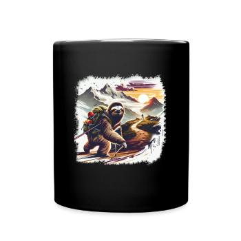 Lustiges Faultier Motiv zum Wandern und Spazieren - Tasse einfarbig - Schwarz - Vorne