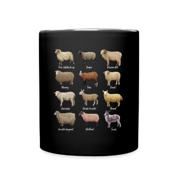 Schaf Zeichnungen - Schafrassen - Tasse einfarbig - Schwarz - Vorne
